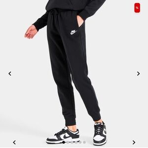 Nike Black Womans Fleece Joggers with White Swoosh | XL
